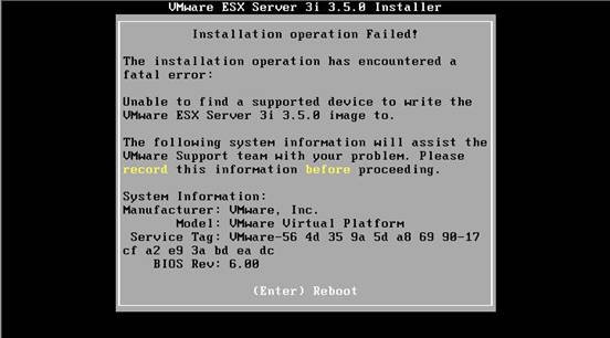 ESX IDE install error